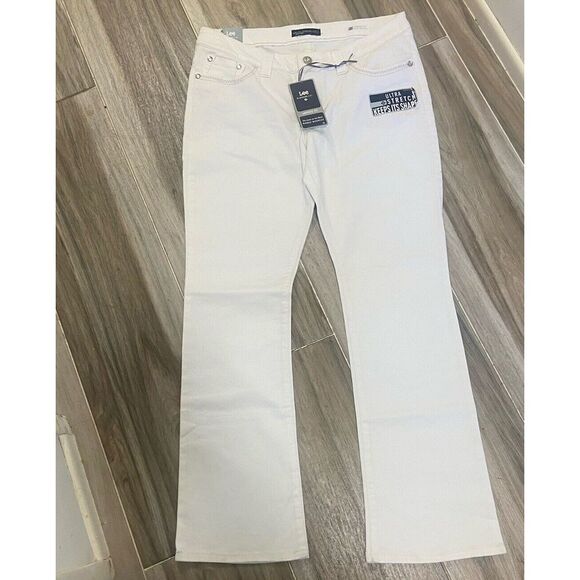 Women's Lee Platinum Label White Jeans With Rhinestone Accents-SIze‎ 14-NWT - Picture 1 of 12